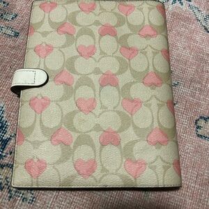 Coach Pink and Cream Heart Patterned Wallet